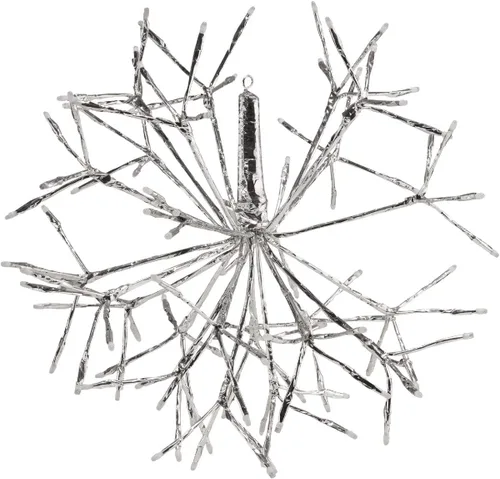 Miniatura 10 de Alpine Corporation Adorno de copo de nieve colgante en 3D de ramita de Navidad para interiores de 10 pulgadas de alto, con luces LED, rojo, Rojo
