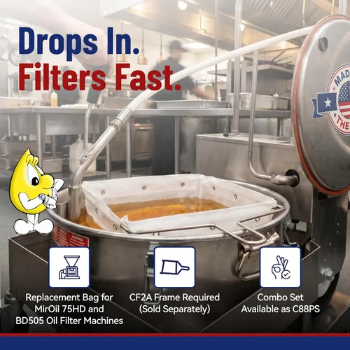 Miniatura 3 de MirOil RC88PS - Bolsa de filtro para freidora solamente, parte 12855, serie EZ Flow, para cargas pesadas de migas, adecuada para capacidad de aceite