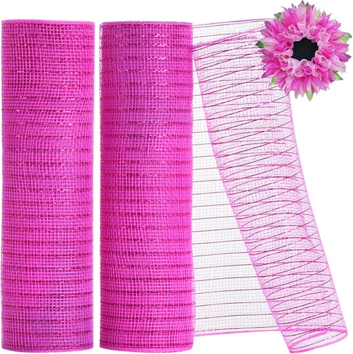 Miniatura 24 de TONIFUL 2 rollos de cinta de malla decorativa blanca de 10 pulgadas, malla de tela con papel de aluminio para suministros de corona de malla, corona