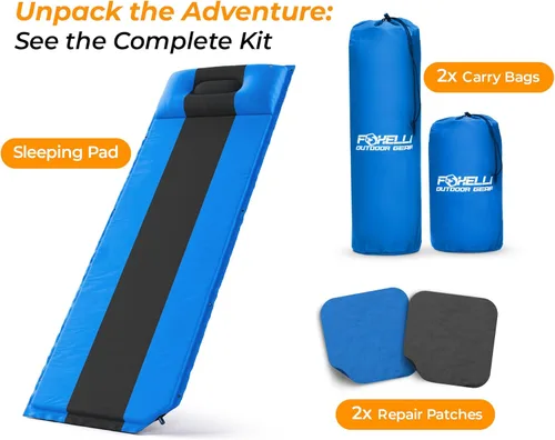 Miniatura 8 de Foxelli Almohadilla de dormir autoinflable para campamento, mochileros, senderismo, espuma aislada, ligera, colchón inflable de campamento
