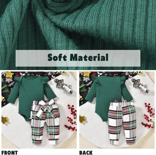Miniatura 42 de Aalizzwell Conjunto de mameluco acanalado para bebé recién nacido prematuro para otoño e invierno