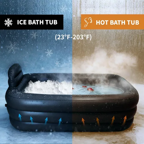 Miniatura 2 de Nevife Bañera Inflable de Baño de Hielo para Adultos - Bañera Inflable con Cubierta y Piso Cómodo, Bañera Plegable para Ducha, Spa, Baños de Hielo