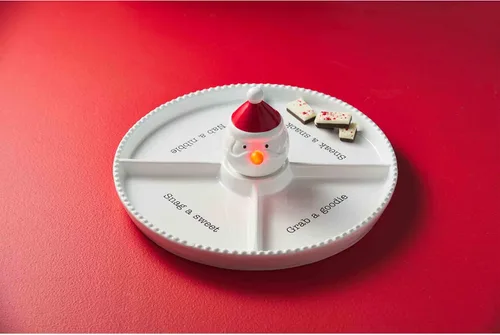 Miniatura 9 de Mud Pie Circa Divided Tray, White, 12 1/4" dia Base para plaquitas intercambiables