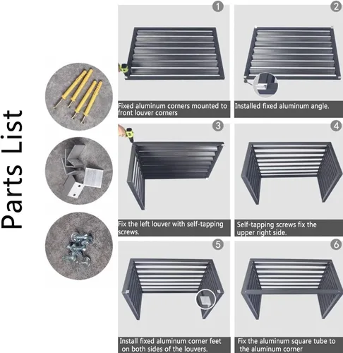 Miniatura 5 de Cubierta de aluminio para aire acondicionado y bomba de calor, mini cubierta de aire acondicionado dividido para unidades exteriores, reducción