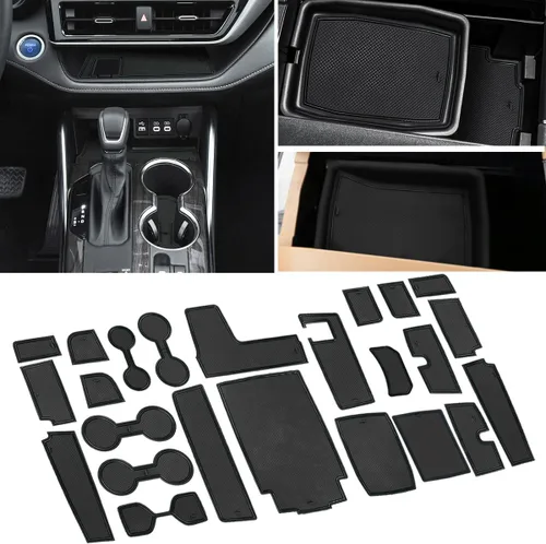 Miniatura 8 de Auovo Alfombrillas antipolvo para Toyota Highlander Accesorios 2019 2018 2017 2016 2015 2014 Alfombrillas de posavasos con inserto para portavasos