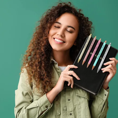 Miniatura 5 de Jeyiour 12 bolígrafos divertidos para adultos, elegantes inspiracionales con purpurina con mensajes motivacionales, bolígrafos bonitos para oficina