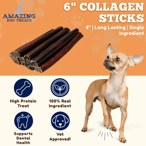 Miniatura 2 de Amazing Dog Treats Barra de Colágeno de 6 Pulgadas - (10 Unidades) - Barras de Colágeno para Perros - Huesos para Perros Sin Cuero