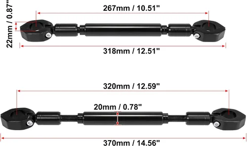 Miniatura 3 de Motoforti 1 Unidades universal 0.866 in aleación de aluminio negro motocicleta equilibrio barra transversal manillar moto reforzar palanca accesorios