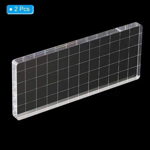 Miniatura 3 de PATIKIL Bloque de sello acrílico de 5 x 2 pulgadas, paquete de 2 bloques de estampado transparentes con líneas de cuadrícula, bloques de montaje