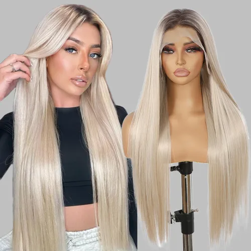 Miniatura 16 de SAPPHIREWIGS Peluca de cabello lacio natural color marrón rojizo #350, sin enredos, línea capilar natural 6 × 13, parte de libertad de encaje
