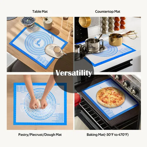 Miniatura 5 de Tapete de Silicona Antiadherente para Repostería Grande con Medidas de 16'' por 20'' para Tapete de Silicona para Hornear, Mostrador, Rodillo