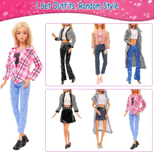 Miniatura 3 de Lote 15 artículos Barwa, 5 juegos moda casual ropa/trajes con 10 pares de zapatos para muñeca Barbie regalo de Navidad