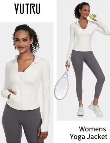 Miniatura 5 de VUTRU Womens Workout Yoga Jacket Lightweight Zip Up Athletic Jacket Lightweight Cropped Jacekt with Pockets