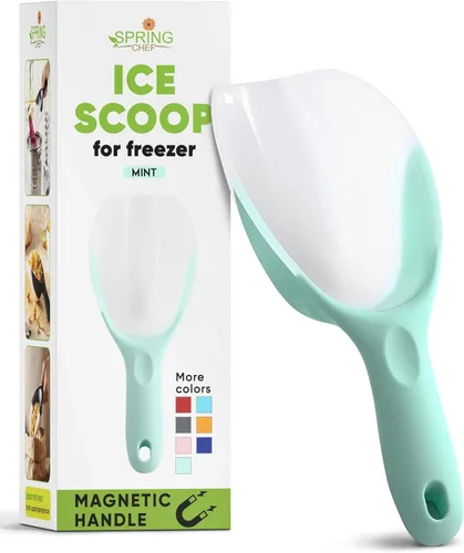 Miniatura 18 de Spring Chef Pala magnética para hielo para congelador, pala de hielo translúcida de plástico flexible sin BPA con mango de agarre suave, pala