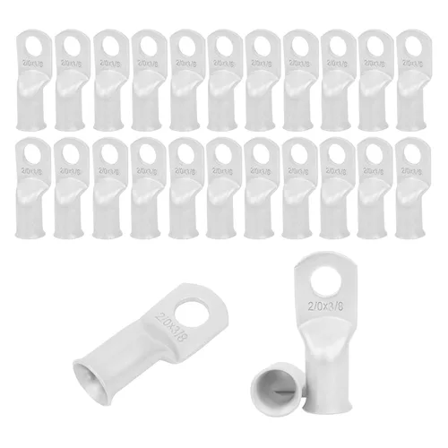 Miniatura 29 de 2/0 AWG 5/16" Stud (25 piezas), terminal de anillo de batería resistente, conectores de calibre 00, lengüetas de alambre de cobre 2/0, terminales