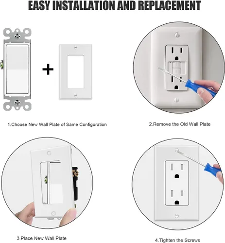 Miniatura 6 de Placa decorativa de pared de 1 banda, cubierta de enchufe de receptáculo, para interruptores de luz, atenuadores, GFCI, receptáculo, salida USB