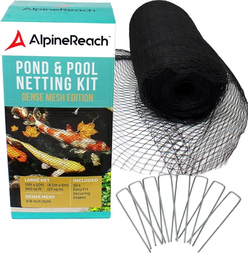 Miniatura 7 de AlpineReach Kit de malla para estanques de peces Koi de 14 x 14 pies, negro, malla fina tejida de alta resistencia para hojas - Protege a los peces