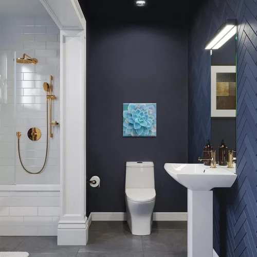 Miniatura 4 de Decoración de baño de suculentas azules, arte de pared enmarcado, moderno, popular, plantas de pared, impresiones en lienzo, decoración de pared
