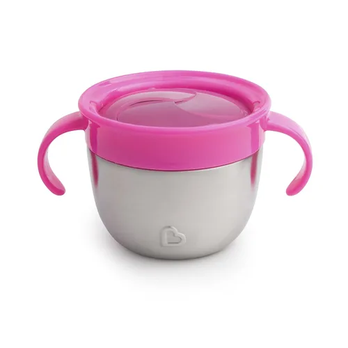 Miniatura 3 de Munchkin® Snack+™ Pinza para aperitivos de acero inoxidable con tapa, 9 onzas, rosa, paquete de 1 unidad