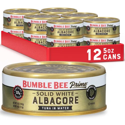 Miniatura 27 de BUMBLE BEE Atún blanco sólido de primera calidad en agua, bajo en sodio, atún enlatado, alimento rico en proteínas, lata de 5 onzas