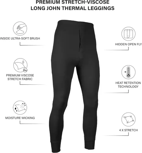 Miniatura 2 de Ropa interior térmica Long Johns para hombre Parte inferior con forro polar - Paquete de 3
