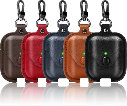Miniatura 6 de Funda de cuero para Airpods con llavero, funda protectora de cuero vintage portátil a prueba de golpes para Apple AirPods 1 y AirPods 2 funda