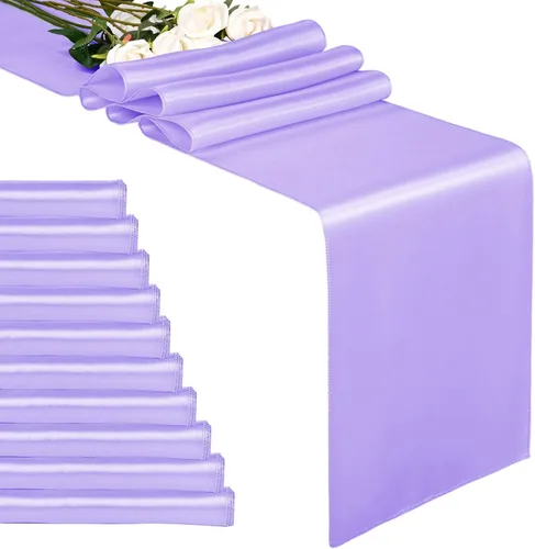 Miniatura 11 de Paquete de 10 caminos de mesa de satén azul marino de 12 x 108 pulgadas de largo para bodas, decoraciones para fiestas de cumpleaños, banquetes