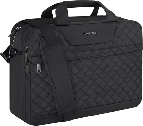 EMPSIGN - Bolsa para laptop de 17.3 pulgadas, maletín de gran capacidad y expansible para viajes, para mujeres y hombres, bolsa de negocios y