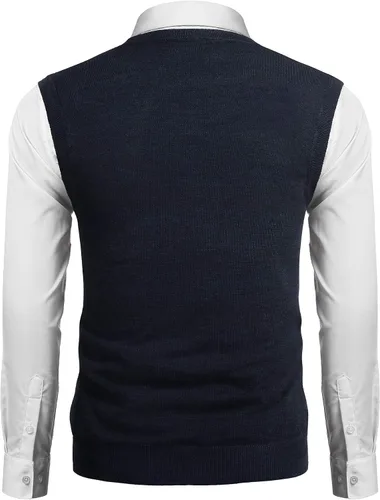 Miniatura 4 de COOFANDY Chaleco de suéter casual ligero con cuello en V para hombre, Vino