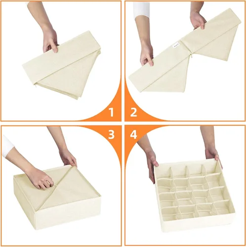 Miniatura 7 de Criusia Organizador de Cajones para Ropa de 6 Piezas - 90 Celdas Organizadores de Closet y Almacenamiento para Cuarto de Bebé - Organizador de Beige