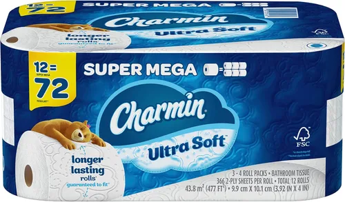 Miniatura 10 de Charmin Papel higiénico ultra suave, 24 megarrollos de papel de baño = 96 rollos regulares