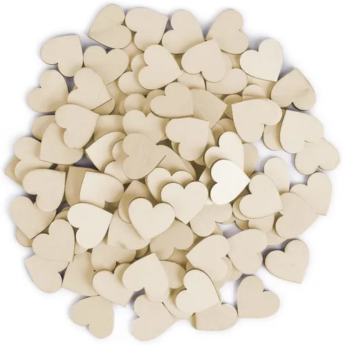 100 corazones de madera de 1 pulgada para manualidades, pequeños corazones de madera recortados, adornos de madera sin terminar, etiqueta de letrero