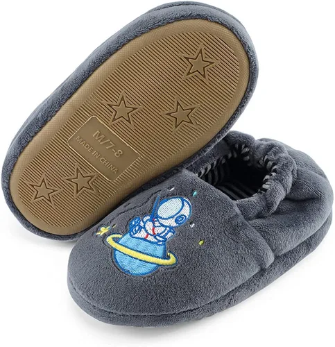 Miniatura 4 de Estamico pantuflas de felpa de calidad superior, tejido suave, con caricaturas, para niños pequeños, calzado cálido para el hogar y para el invierno