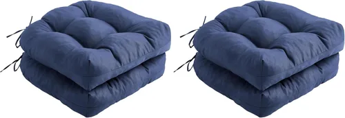 Miniatura 25 de IPYNBAP Juego de 2 cojines para sillas de exterior, cojines para sillas de patio con lazos, 17x17+4" cojines de asiento acolchados para exteriores