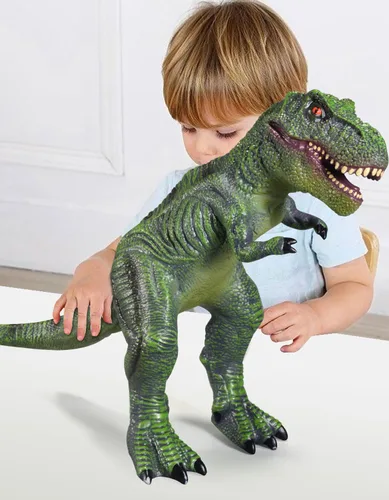 Miniatura 5 de YONGJULE Juguetes grandes de dinosaurios: juguete de dinosaurio suave Tiranosaurio Rex de 28 pulgadas para niños de 3 a 5 años, dinosaurio inflable