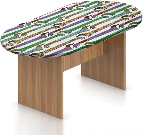 Miniatura 16 de Mantel ajustable ovalado de poliéster con borde elástico, para amantes de los perros, pastor austratliano con estampado de mastín italiano, se