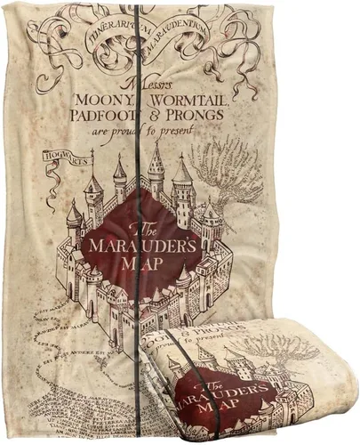 Miniatura 10 de Harry Potter Marauder's Map - Manta con licencia oficial de tacto sedoso, manta súper suave, 36 x 58 pulgadas, color blanco y negro