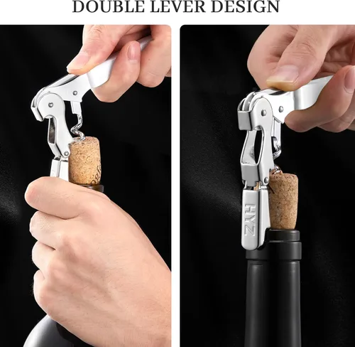 Miniatura 4 de HYZ Paquete de 2 sacacorchos para camarero, llave de vino profesional para servidores, camarero con cortador de lámina, abridor manual de botellas