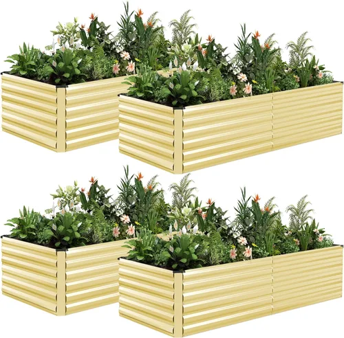 Miniatura 40 de NAVINE Cama de jardín elevada de 8 x 4 x 2 pies, macetas elevadas de metal grande, macetas para plantas al aire libre para verduras, flores