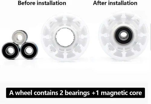 Miniatura 4 de Paquete de 4 ruedas de patinaje con luces de 1.260 x 2.283 in 78A, ruedas de patinaje con rodamientos instalados para interiores o exteriores, 3 LED