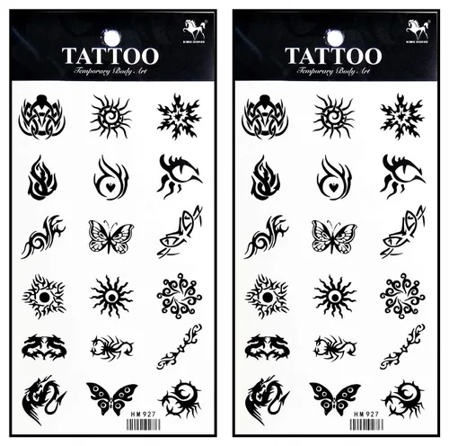 Miniatura 14 de Tatuajes de 2 hojas coloridas y hermosas flores de orquídea de jazmín rosa, temporales, tatuajes falsos de fantasía, moda para mujeres, pintura