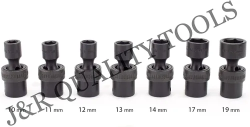 Miniatura 2 de VCT Juego de llaves de impacto universales métricas de 7 piezas, 3/8 pulgadas, MM, 6 puntos, Cr-Mo, 0.394 in, 0.433 in, 0.472 in, 0.512 in, 0.551
