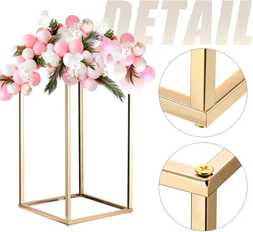 Miniatura 5 de MECCANIXITY Columna de jarrón de flores de boda, soporte de metal para flores de 15.7 pulgadas de alto, para decoración de bodas, fiestas, cenas