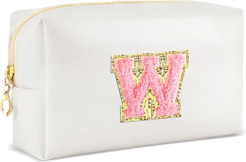 Miniatura 96 de URSKYTOUS Regalos para niñas, bolsa de maquillaje con inicial, bolsa de cosméticos personalizada con cremallera, bonita bolsa de aseo de viaje, Azul