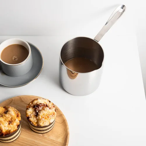 Miniatura 8 de IMEEA - Calentador de leche y cafetera turca de acero inoxidable 18/10 de tres capas con pico (30 oz/900 ml)