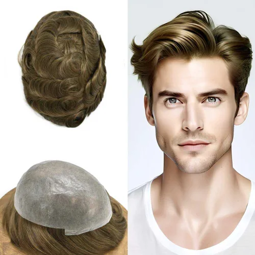 Miniatura 48 de Hombres Toupee Hair Thin Skin Men Human Hair Piece Men Toupee Cabello humano V-loop de aspecto natural Toupee Hombres Hairpiece Men Hair System