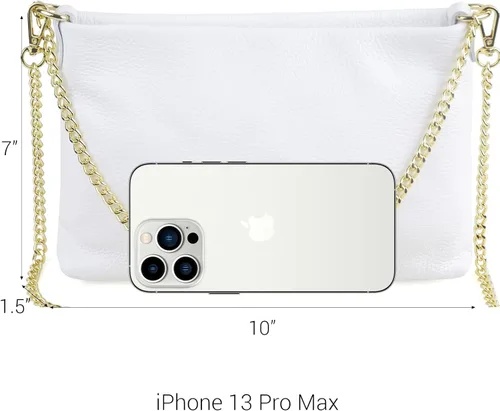 Miniatura 3 de Dasein Bolso italiano de cuero genuino para mujer, bolso de noche de embrague, correa de cadena dorada, bolso cruzado