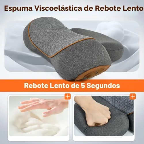 Miniatura 6 de Almohada masajeadora de cuello con calefacción inalámbrica para aliviar el dolor de tejido profundo, dispositivo de tracción cervical recargable 3