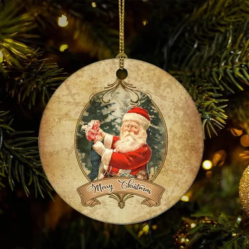 Cheyan Divertido tema de Navidad retro adorno de porcelana de Navidad decoraciones para el hogar colgantes de Navidad Papá Noel árbol de Navidad