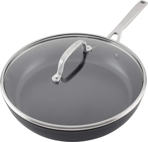 Miniatura 8 de KitchenAid Sartén antiadherente de inducción anodizada dura con tapa, 12.25 pulgadas, negro mate